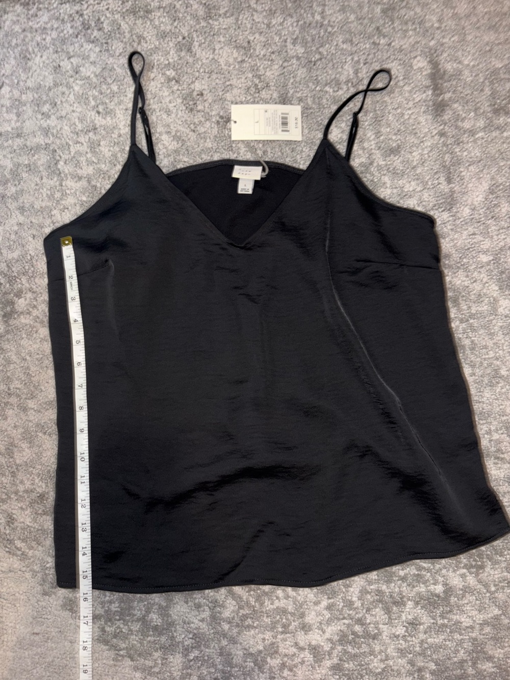 A New Day Black Satin V-Neck Cami with Adjustable Straps